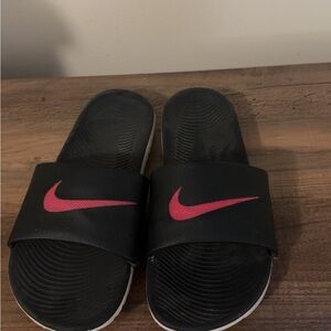 Nike Black and Pink Slides